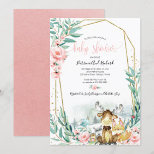 Schattig Baby shower Woodland Floral Greenery Kaart