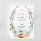 Schattig Baby shower Woodland Floral Greenery Kaart (Voorkant)