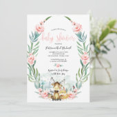 Schattig Baby shower Woodland Floral Greenery Kaart (Staand voorkant)