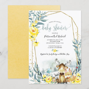 Schattig Baby shower Woodland Floral Greenery Kaart