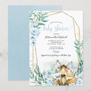 Schattig Baby shower Woodland Floral Greenery Kaart