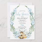 Schattig Baby shower Woodland Floral Greenery Kaart (Voorkant)