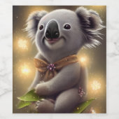 Schattig Baby Smiling Koala Beer Wijn Etiket (Enkel label)