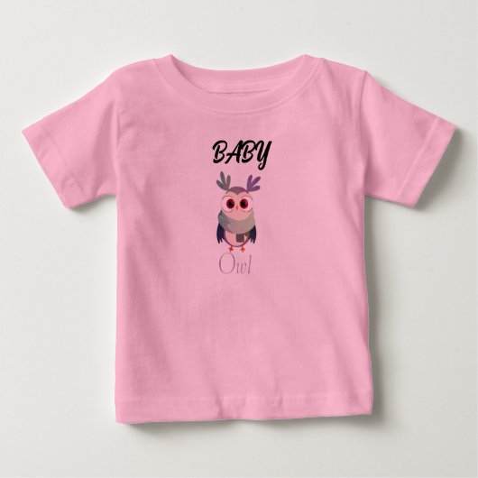 Schattig Baby Uil Graphic Zwart T-shirt - Schattig (Voorkant)