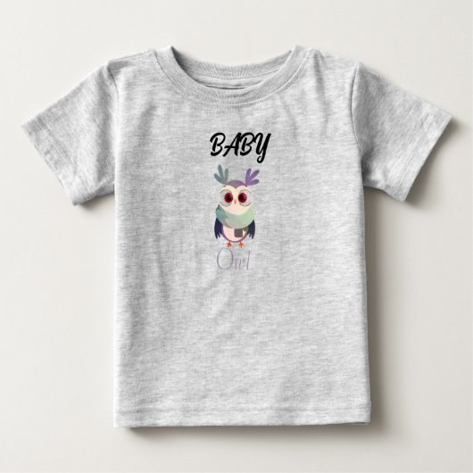 Schattig Baby Uil Graphic Zwart T-shirt - Schattig (Voorkant)