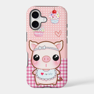 Schattig baby varkentje en kawaii cupcakes