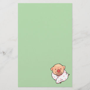 Schattig Baby Varkentje in een Deken Gewikkeld Briefpapier