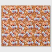 Schattig baby vosspatroon gouden glitter cadeaupapier (Vlak)