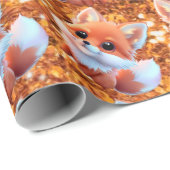 Schattig baby vosspatroon gouden glitter cadeaupapier (Rol Hoek)