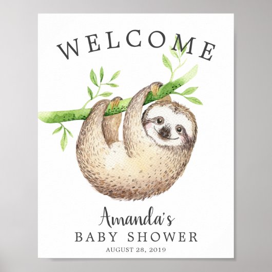Schattig Baby - Welkomstwoord Baby shower Poster (Voorkant)