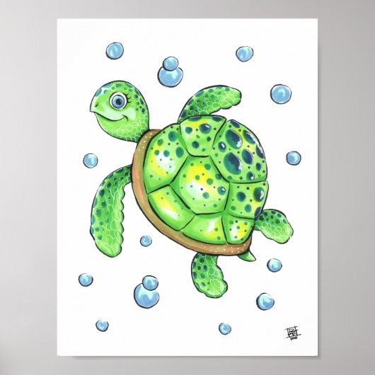Schattig Baby Zee Turtle Poster (Voorkant)