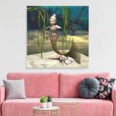 Schattig baby zeemeermin canvas afdruk (Insitu (Woonkamer))