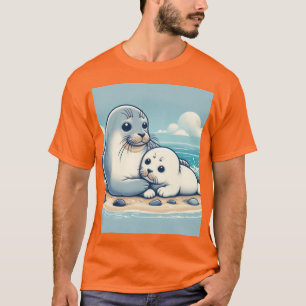 schattig Baby-zegel met mama - Ocean Love T-shirt