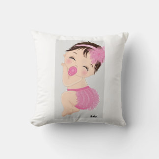 Schattig Babymeisje in Roze Jurk Kussen | Schattig