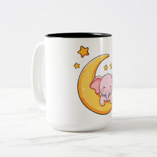 Schattig babyolifant tweekleurige koffiemok