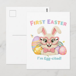 Schattig Baby's Eerste Pasen Eier-opgewonden Konij Briefkaart