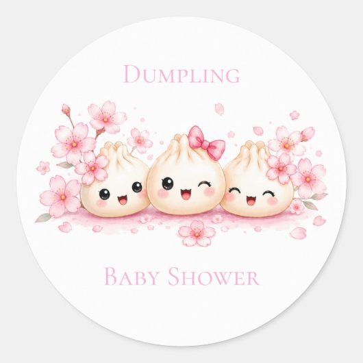 Schattig Babyshower Meisje Dumpling Ronde Sticker (Voorkant)