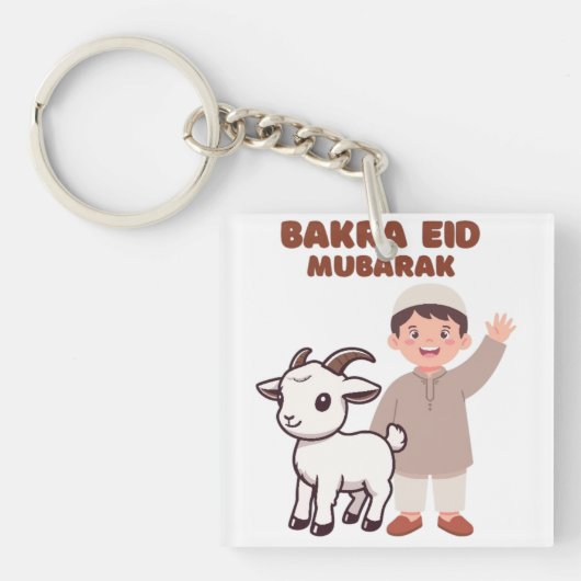 Schattig Bakra Eid Mubarak - Kinderen Eid-vierder Sleutelhanger (voorkant)