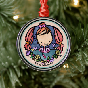 Schattig Ballerina Meisje Kawaii Ballet Danser Whi Metalen Ornament