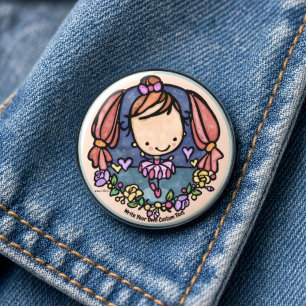 Schattig Ballerina Meisje Kawaii Ballet Danser Whi Ronde Button 5,7 Cm