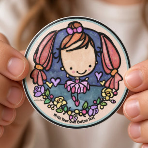 Schattig Ballerina Meisje Kawaii Ballet Danser Whi Ronde Sticker