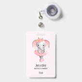 Schattig Ballerina Olifant En Pointe Badge (Voorkant met intrekbare clip)