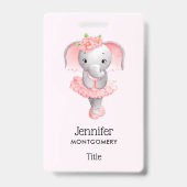 Schattig Ballerina Olifant En Pointe Badge (Achterkant)