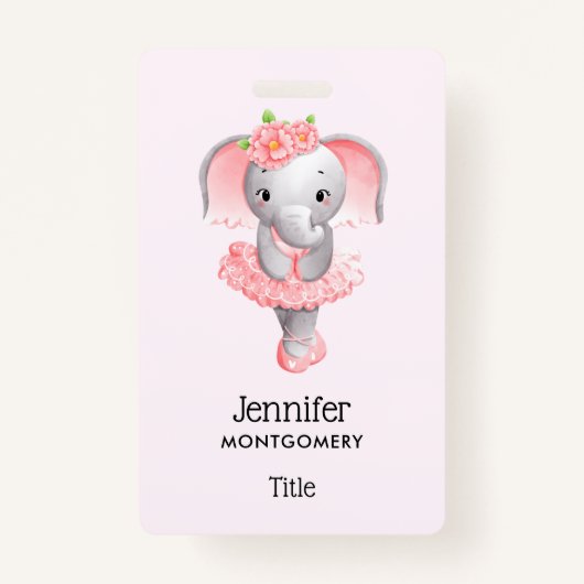 Schattig Ballerina Olifant En Pointe Badge (Voorkant)