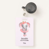 Schattig Ballerina Olifant En Pointe Badge (Voorkant met intrekbare)