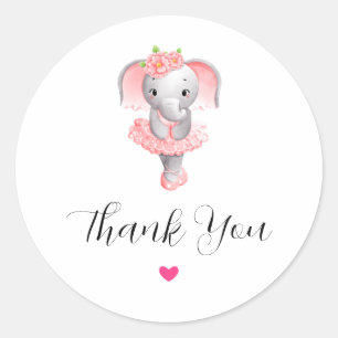 Schattig Ballerina Olifant En Pointe Dank je Ronde Sticker