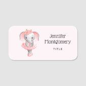 Schattig Ballerina Olifant En Pointe Naamplaatje (Voorkant)