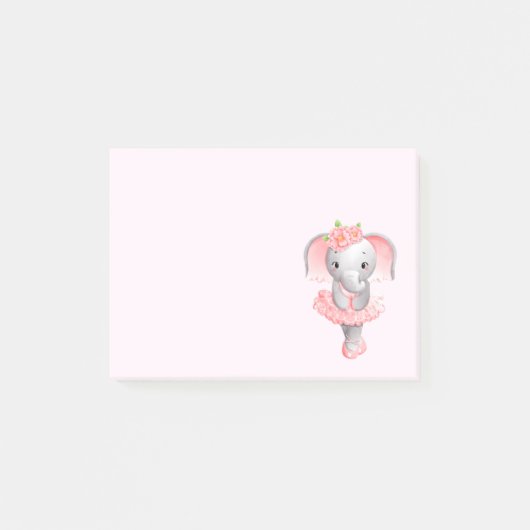 Schattig Ballerina Olifant En Pointe Post-it® Notes (Voorkant)