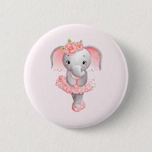 Schattig Ballerina Olifant En Pointe Ronde Button 5,7 Cm
