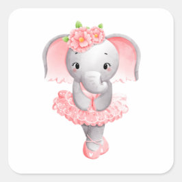 Schattig Ballerina Olifant En Pointe Vierkante Sticker