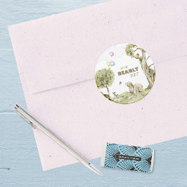 Schattig Barly Wachten Beer Waterverf Baby shower Ronde Sticker