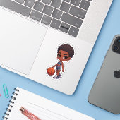 Schattig basketbal sticker (Laptop met iPhone)