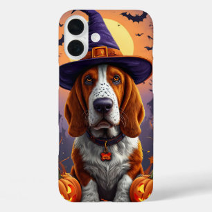 Schattig Basset Hound halloween Heks Puppy Ontwerp iPhone 16 Plus Hoesje
