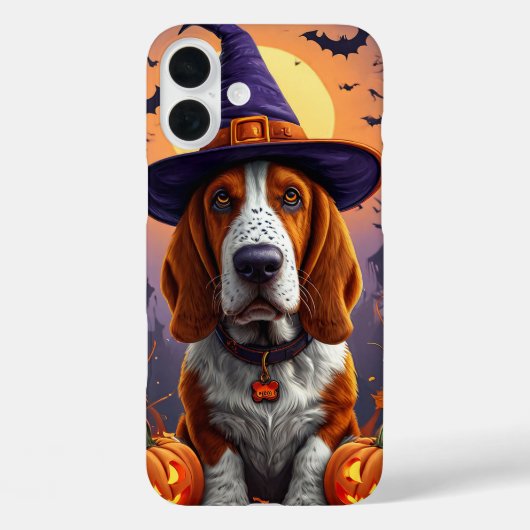 Schattig Basset Hound halloween Heks Puppy Ontwerp Case-Mate iPhone Case (Achterkant)