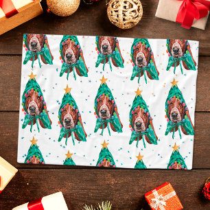 Schattig Basset Hound Hond Patroon Kerstmis Fleece Deken
