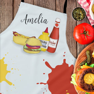 Schattig BBQ Plezier Whimsieke Hamburger Hotdog Ee Schort