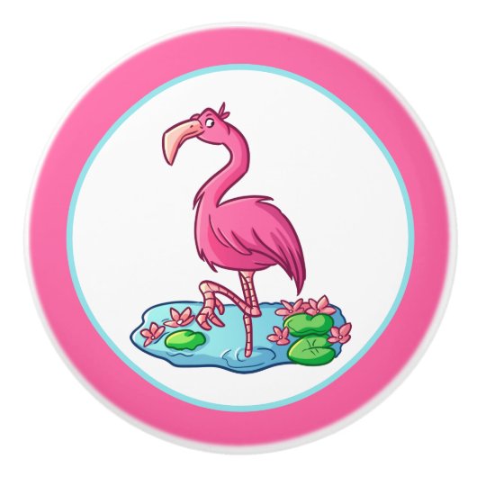 schattig Beach roze flamingo decor Keramische Knop (Voorkant)