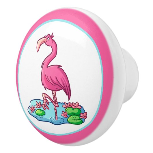 schattig Beach roze flamingo decor Keramische Knop (Rechts)