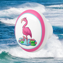 schattig Beach roze flamingo decor Keramische Knop