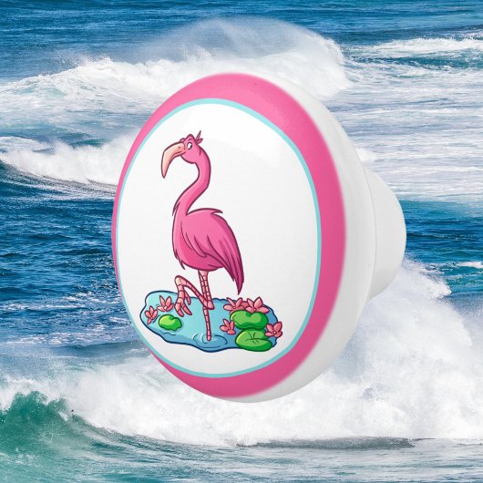 schattig Beach roze flamingo decor Keramische Knop