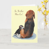 schattig beagle puppy knuffelen mama hond kaart (Gele Bloem)