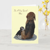 schattig beagle puppy knuffelen mama hond met vers kaart (Gele Bloem)