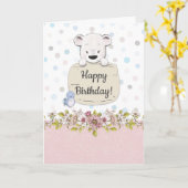 Schattig BEARY Gefeliciteerd Kaart (Gele Bloem)