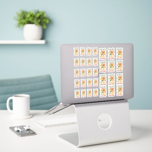Schattig Bedankt voor Uw Bestelling Kerstcadeau 32 Sticker (Laptop op bureau)