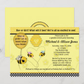 Schattig BEE Gender onthulling Baby shower Uitnodi Kaart (Voorkant / Achterkant)
