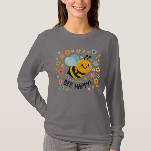 Schattig Bee Happy T-shirt (Voorkant)